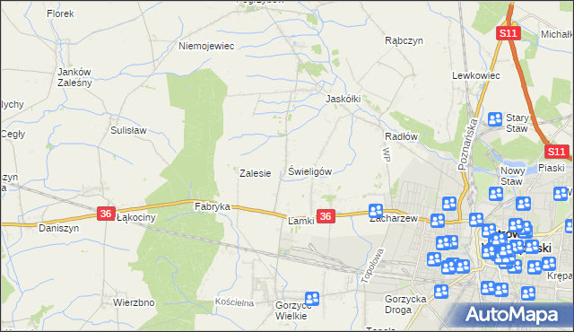 mapa Świeligów, Świeligów na mapie Targeo