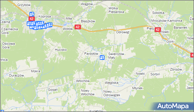 mapa Świerczów gmina Stąporków, Świerczów gmina Stąporków na mapie Targeo