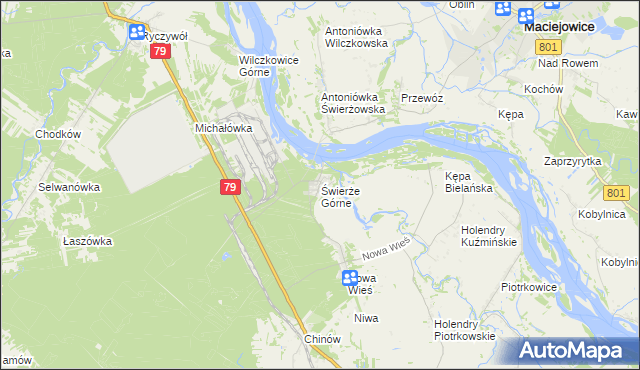 mapa Świerże Górne, Świerże Górne na mapie Targeo