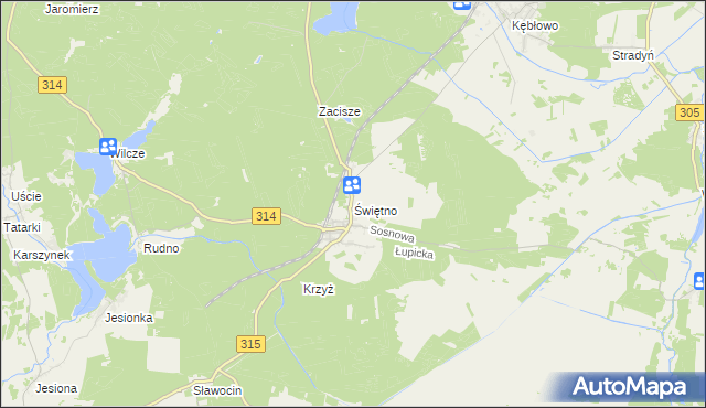mapa Świętno gmina Wolsztyn, Świętno gmina Wolsztyn na mapie Targeo