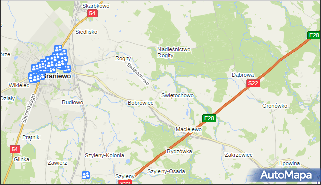 mapa Świętochowo, Świętochowo na mapie Targeo