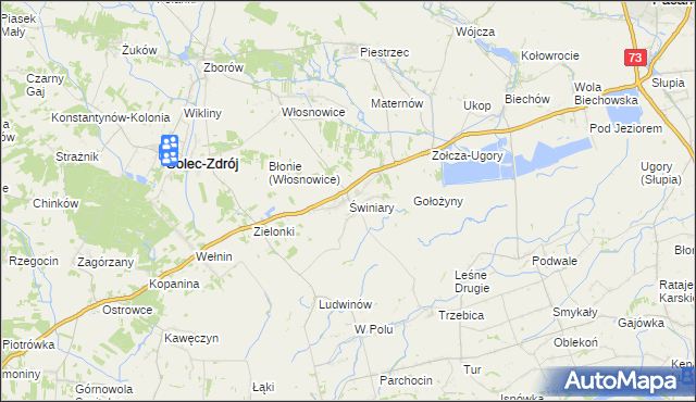 mapa Świniary gmina Solec-Zdrój, Świniary gmina Solec-Zdrój na mapie Targeo