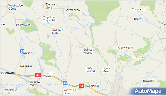 mapa Świniary Wielkie, Świniary Wielkie na mapie Targeo