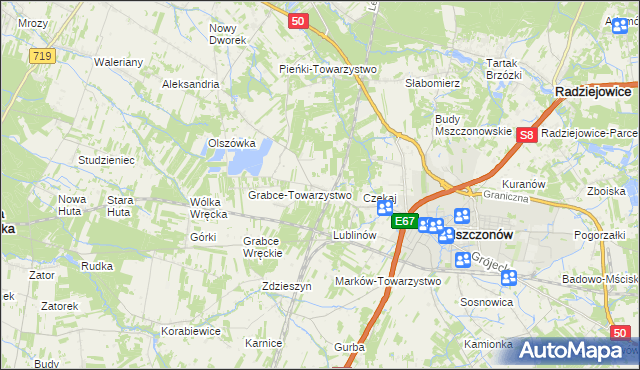 mapa Świnice gmina Mszczonów, Świnice gmina Mszczonów na mapie Targeo