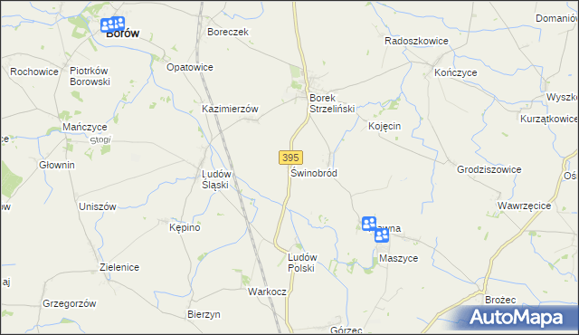 mapa Świnobród gmina Borów, Świnobród gmina Borów na mapie Targeo