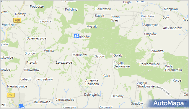 mapa Sypów, Sypów na mapie Targeo