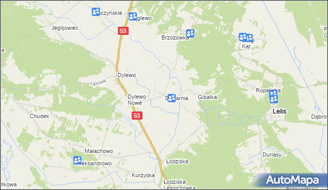 mapa Szafarnia gmina Lelis, Szafarnia gmina Lelis na mapie Targeo