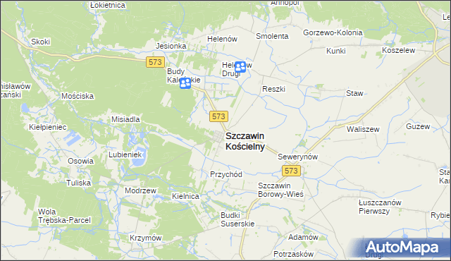 mapa Szczawin Kościelny, Szczawin Kościelny na mapie Targeo