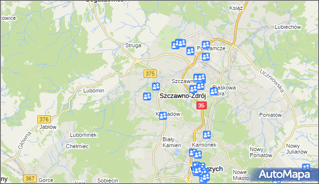 mapa Szczawno-Zdrój, Szczawno-Zdrój na mapie Targeo