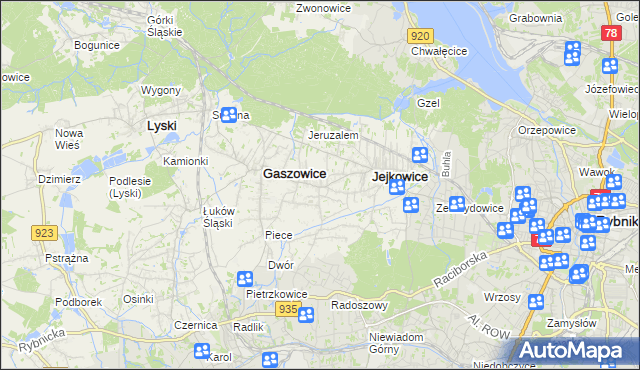 mapa Szczerbice, Szczerbice na mapie Targeo