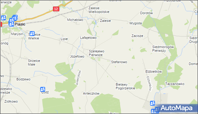 mapa Szelejewo Drugie, Szelejewo Drugie na mapie Targeo