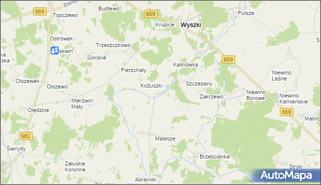 mapa Szpaki gmina Wyszki, Szpaki gmina Wyszki na mapie Targeo