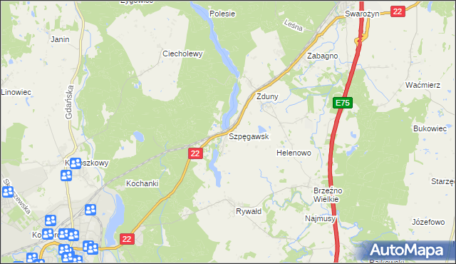 mapa Szpęgawsk, Szpęgawsk na mapie Targeo