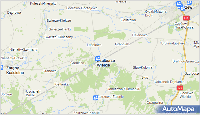 mapa Szulborze-Koty, Szulborze-Koty na mapie Targeo