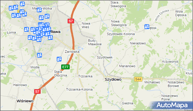 mapa Szydłówek gmina Szydłowo, Szydłówek gmina Szydłowo na mapie Targeo