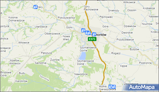 mapa Szymanowice Górne, Szymanowice Górne na mapie Targeo