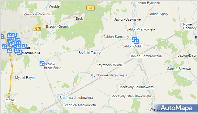 mapa Szymbory-Jakubowięta, Szymbory-Jakubowięta na mapie Targeo