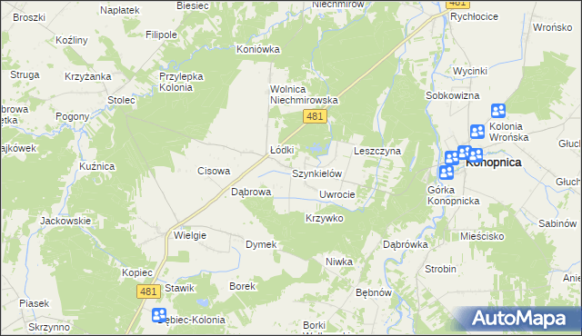 mapa Szynkielów, Szynkielów na mapie Targeo