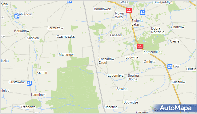 mapa Taczanów Drugi, Taczanów Drugi na mapie Targeo