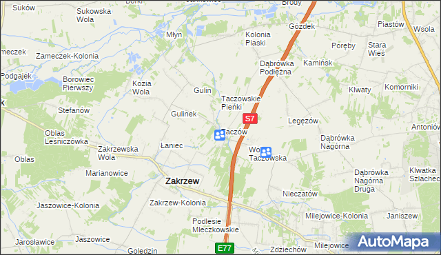 mapa Taczów, Taczów na mapie Targeo