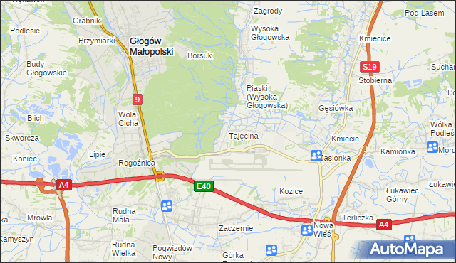 mapa Tajęcina, Tajęcina na mapie Targeo