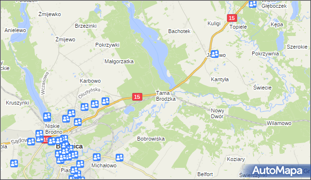 mapa Tama Brodzka, Tama Brodzka na mapie Targeo