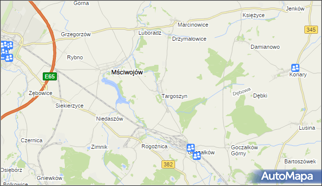 mapa Targoszyn, Targoszyn na mapie Targeo