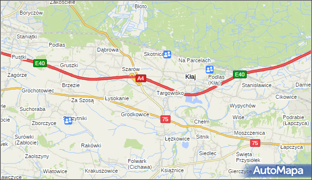 mapa Targowisko gmina Kłaj, Targowisko gmina Kłaj na mapie Targeo