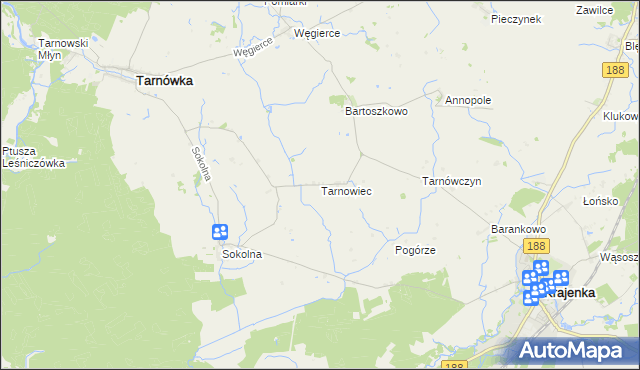 mapa Tarnowiec gmina Tarnówka, Tarnowiec gmina Tarnówka na mapie Targeo