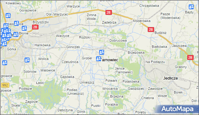 mapa Tarnowiec powiat jasielski, Tarnowiec powiat jasielski na mapie Targeo