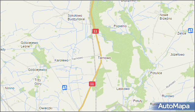 mapa Tarnowo gmina Rogoźno, Tarnowo gmina Rogoźno na mapie Targeo