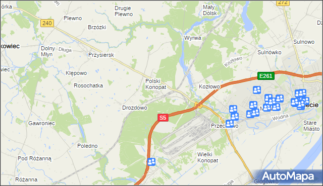 mapa Terespol Pomorski, Terespol Pomorski na mapie Targeo