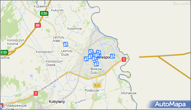 mapa Terespol powiat bialski, Terespol powiat bialski na mapie Targeo