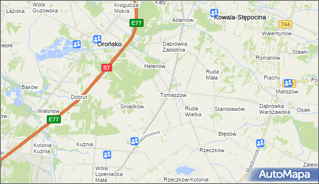 mapa Tomaszów gmina Orońsko, Tomaszów gmina Orońsko na mapie Targeo