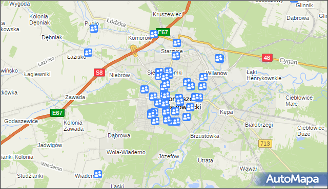 mapa Tomaszów Mazowiecki, Tomaszów Mazowiecki na mapie Targeo