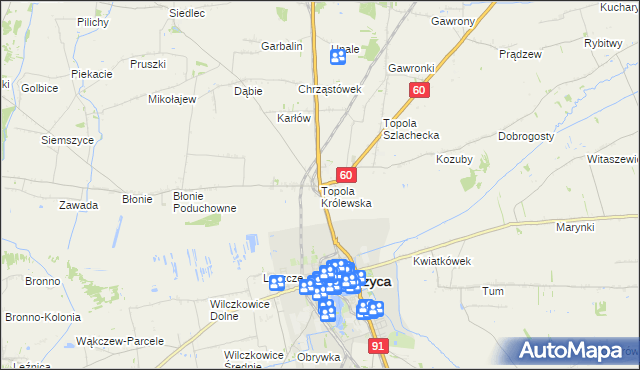 mapa Topola Królewska, Topola Królewska na mapie Targeo