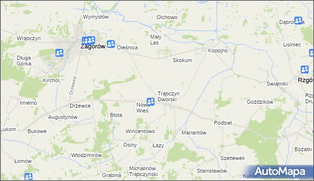 mapa Trąbczyn Dworski, Trąbczyn Dworski na mapie Targeo