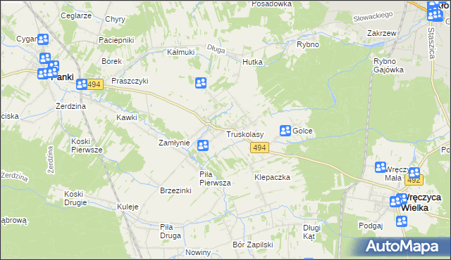 mapa Truskolasy gmina Wręczyca Wielka, Truskolasy gmina Wręczyca Wielka na mapie Targeo