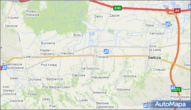 mapa Trzciana gmina Świlcza, Trzciana gmina Świlcza na mapie Targeo