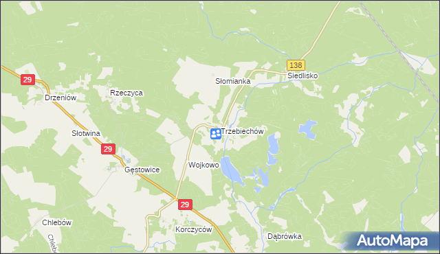 mapa Trzebiechów gmina Maszewo, Trzebiechów gmina Maszewo na mapie Targeo
