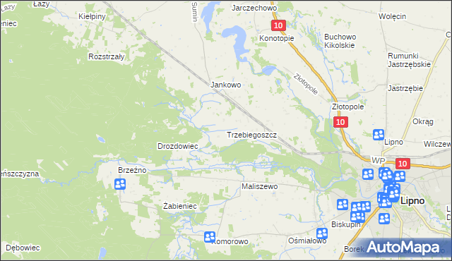 mapa Trzebiegoszcz, Trzebiegoszcz na mapie Targeo