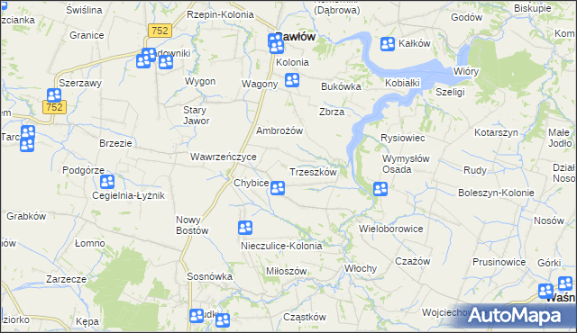 mapa Trzeszków, Trzeszków na mapie Targeo