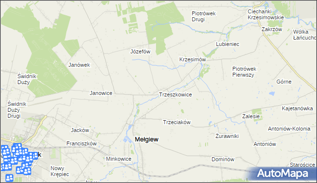 mapa Trzeszkowice, Trzeszkowice na mapie Targeo