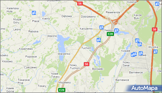 mapa Tuchom, Tuchom na mapie Targeo