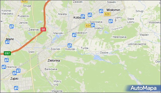 mapa Turów gmina Wołomin, Turów gmina Wołomin na mapie Targeo