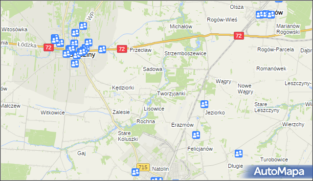mapa Tworzyjanki, Tworzyjanki na mapie Targeo