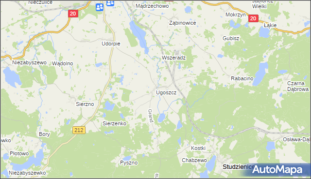 mapa Ugoszcz gmina Studzienice, Ugoszcz gmina Studzienice na mapie Targeo