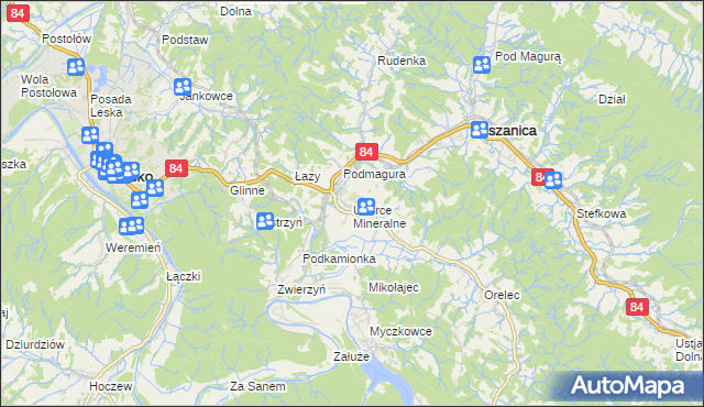 mapa Uherce Mineralne, Uherce Mineralne na mapie Targeo