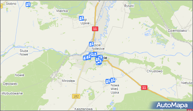 mapa Ujście powiat pilski, Ujście powiat pilski na mapie Targeo