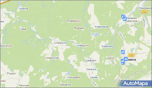 mapa Unieszynko, Unieszynko na mapie Targeo